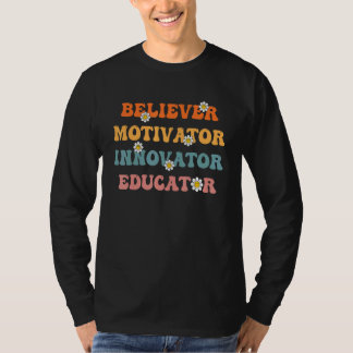 T-shirt Groovy Retro Believer Motivator Innovator Educator