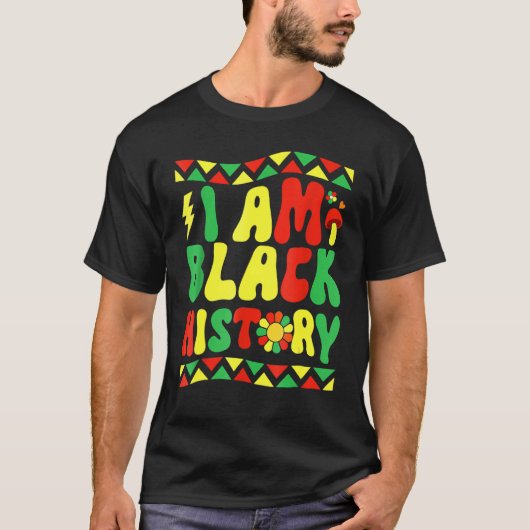 T-shirt Groovy Retro Black History Month I Am Black Histor (Devant)