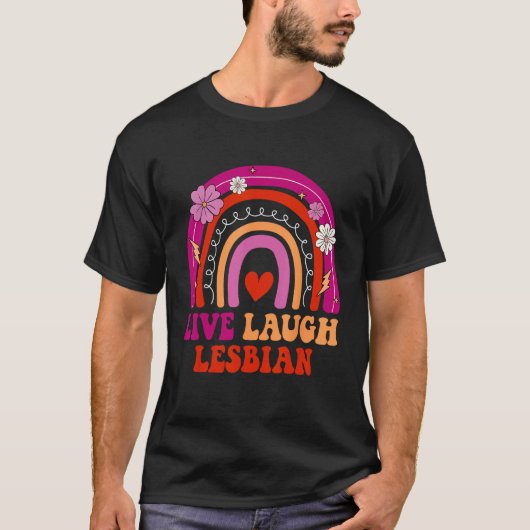 T-shirt Groovy Retro Live Laugh Lesbian Pride LGBTQ Pride (Devant)