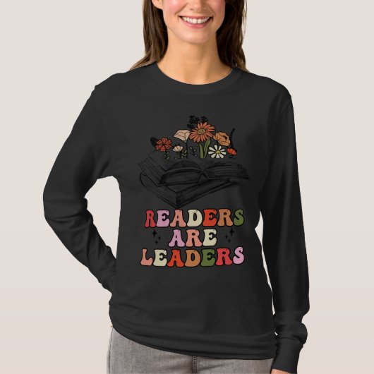 T-shirt Groovy Retro Readers Are Leaders Book (Devant)