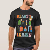 T-shirt Groovy Retro Teacher Life Daisy Hippy Ready To Lea (Devant)