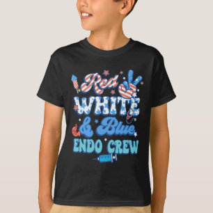 T-shirt Groovy Rouge Blanc Bleu Équipe Endo Infirmière de