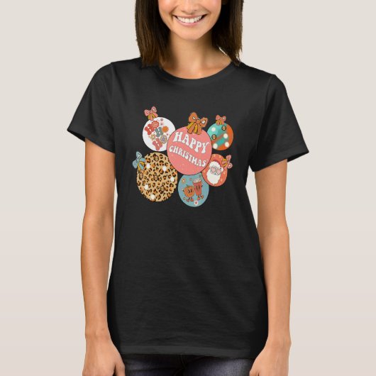 T-shirt Groovy Santa Christmas Ho Ho Ho Pumpkin Face Wome (Devant)