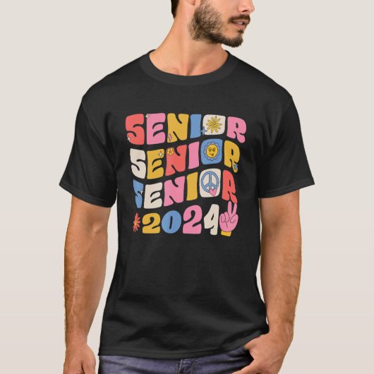 T-shirt Groovy Senior 2024 Graduation Back To School Class (Devant)