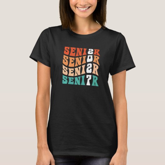 T-shirt Groovy Senior 2027 Graduation My Last First Day Se (Devant)