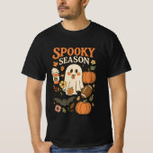 T-shirt Groovy Spooky Season Happy Ghost Pumpkin Spice Lat (Devant)