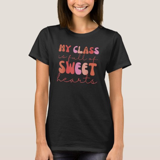 T-shirt Groovy Teacher Valentine Back To School 100 Days O (Devant)