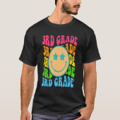 T-shirt Groovy Third Grade Vibes Face Retro Teachers Back (Devant)
