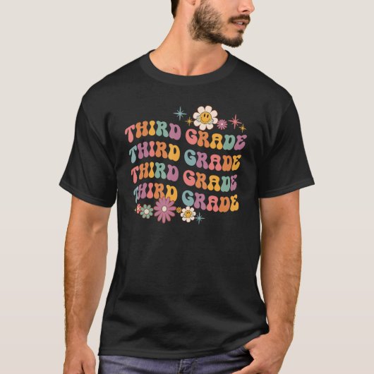 T-shirt Groovy Third Grade Vibes Retro Kids Teachers Back  (Devant)