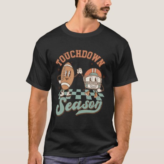 T-shirt Groovy Touchdown Season Football Lightning Bolt Ga (Devant)