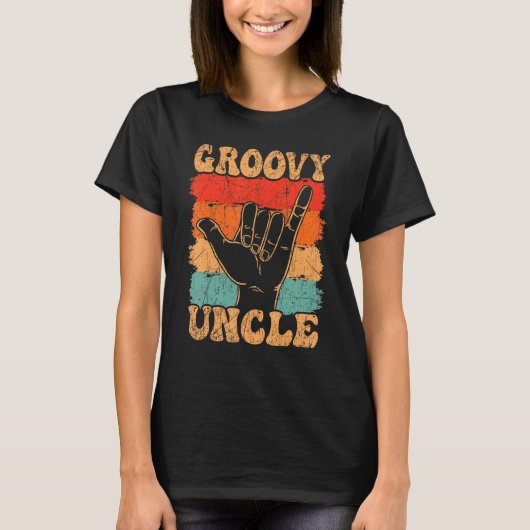 T-shirt Groovy Uncle 70s Aesthetic Nostalgia 1970's Retro  (Devant)