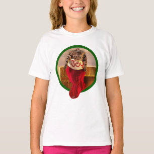 T-shirt Gros chat dans le bas de Noël