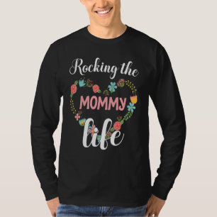 T-shirt Gros Coeur Fleurs Frottant La Maman Joyeuse Fils D