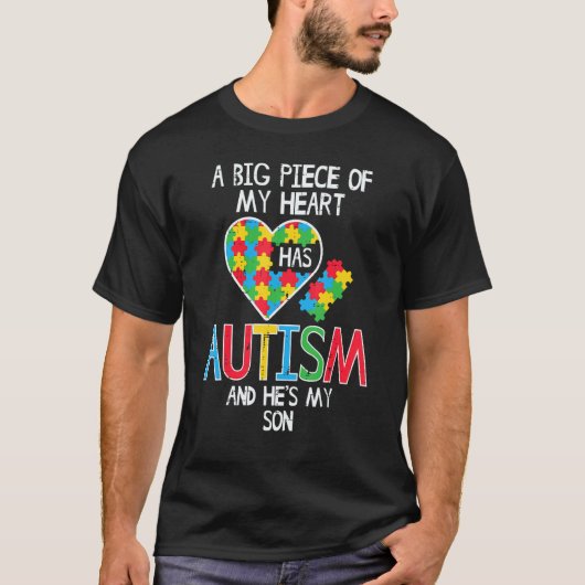 T-shirt Gros Morceau De Mon Coeur Autisme Fils Sensibilisa (Devant)