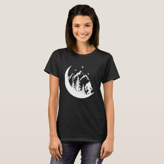 T-shirt Gros pied Sasquatch Squatchy Forest Mountains Moon (Devant entier)
