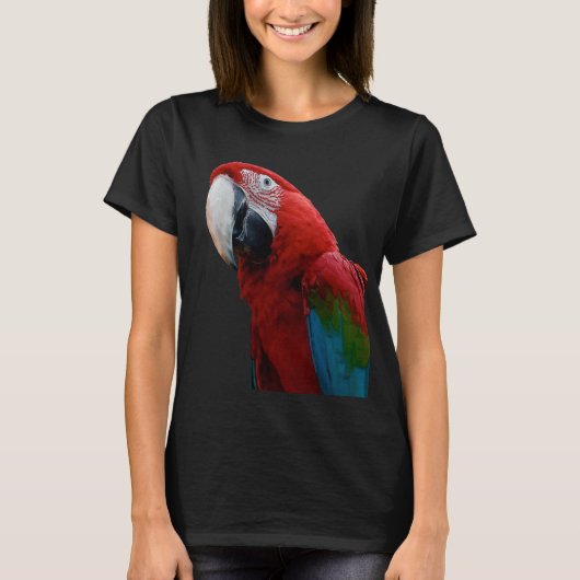 T-shirt Gros plan sur un perroquet ara vert (Devant)