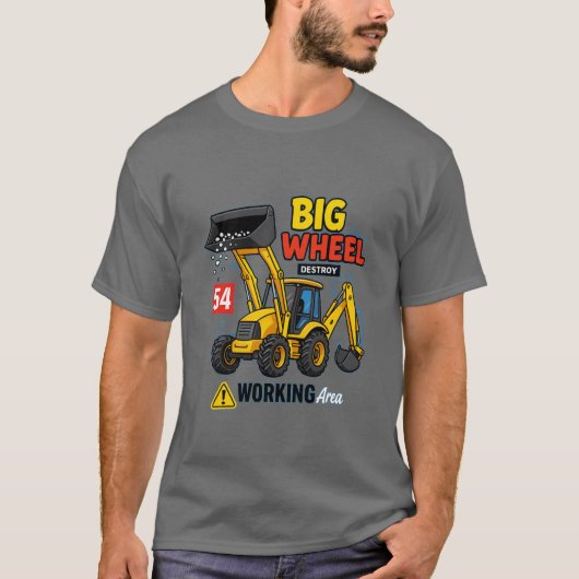 T-shirt Gros Roue Construction Camion Graphic. (Devant)