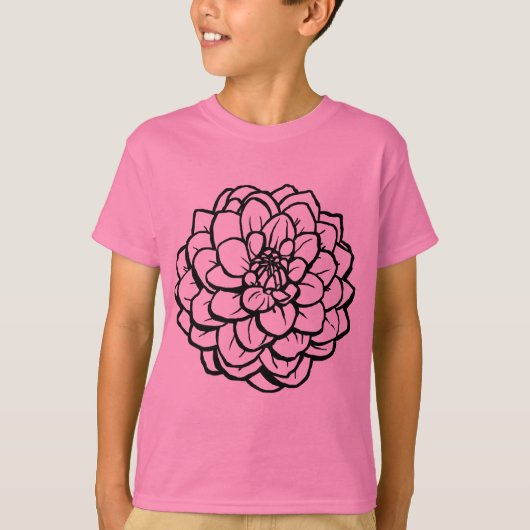 T-shirt Gros ston et encre Dahlia - noir sur blanc (Devant)