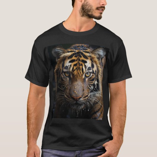 T-shirt Gros tigre dans la pluie Gros Chats Humides (Devant)