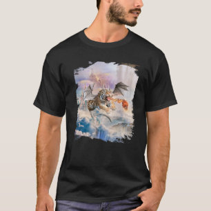 T-shirt Gros Tigre De Chat Comme Dragon Volant