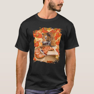 T-shirt Gros Tigre De Chat Manger Pizza