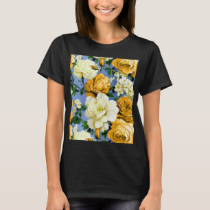 T-shirt Grosse Fleur de rose jaune rétro