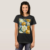 T-shirt Grosse Fleur de rose jaune rétro (Devant entier)