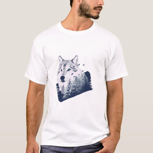 T-shirt Grosse Forêt Bleue Wolf (Devant)