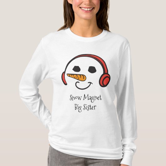 T-shirt Grosse Soeur Grosse Neige Aimante Mignonne Snowman (Devant)