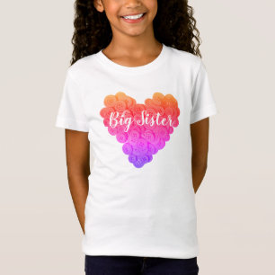 T-Shirt Grosse Soeur mignonne Beau Texte Rose Purple Coeur