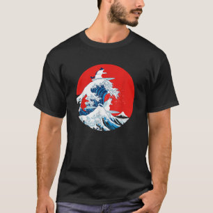 T-shirt Grosse vague rétro Japonaise Vaporwave Chat Funny