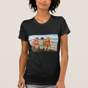 T-shirt Grosses filles basées vintages à la plage