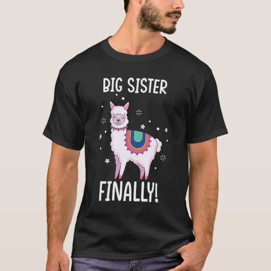 T-shirt Grossesse Faire-part Alpaca Llama Big Sister Wi-Fi (Devant)