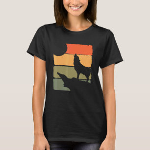 T-shirt Grossiste de la forêt hurler loup animal Retro Wol
