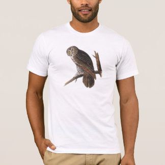 T-shirt: grote grijze uil t-shirt