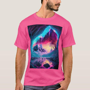 T-shirt Grotte De Glace Avec Aurora Borealis Dans L'Arctiq