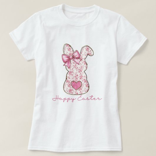 T-shirt Grotte de Pâques rose florale Coquette Bow (Design devant)