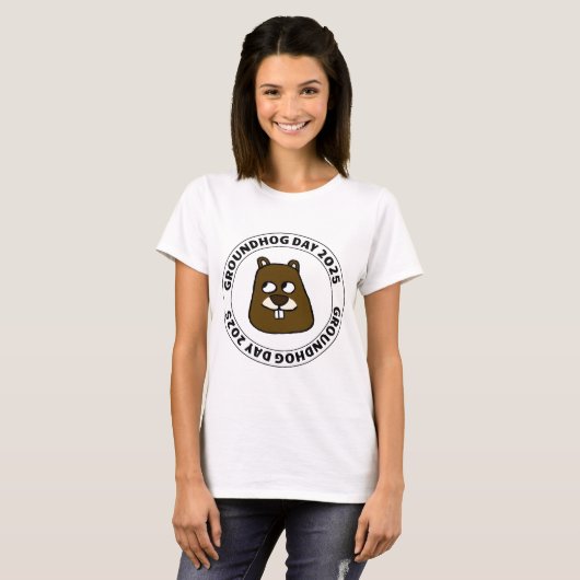 T-shirt Groundhog Day 2025 with Groundhog face (Devant entier)