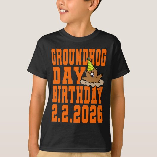 T-shirt Groundhog Day Birthday February 2nd 2026 Party Ora (Devant)