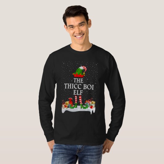 T-shirt Groupe de jumelage familial Noël Le Thicc Boi Elf (Devant entier)