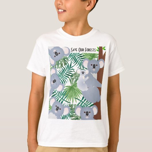 T-shirt Groupe de Koalas Sauvez nos forêts (Devant)