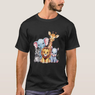 T-shirt Groupe de safari jungle d'animaux bébé adorables