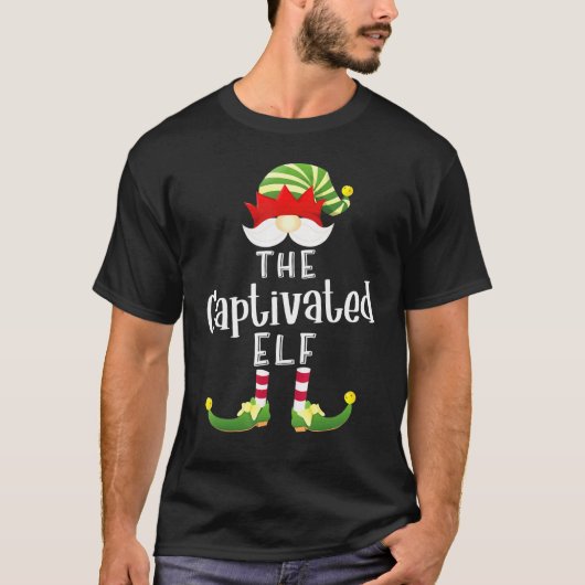 T-shirt Groupe d'elfes captivé Fête du pyjama de Noël (Devant)