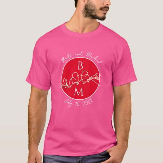 T-shirt Groupe d'engagement Mariage Monogramme (Devant)