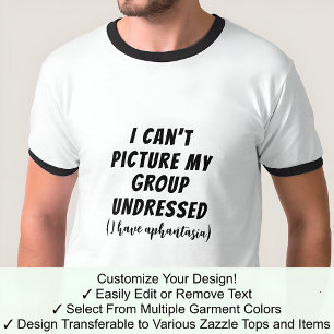 T-shirt Groupe d'humour aphantastique Police noire déshabi