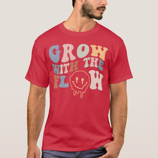 T-shirt Grow Withhe Flow 70s Boho Peace Hippie Gift funny (Devant)