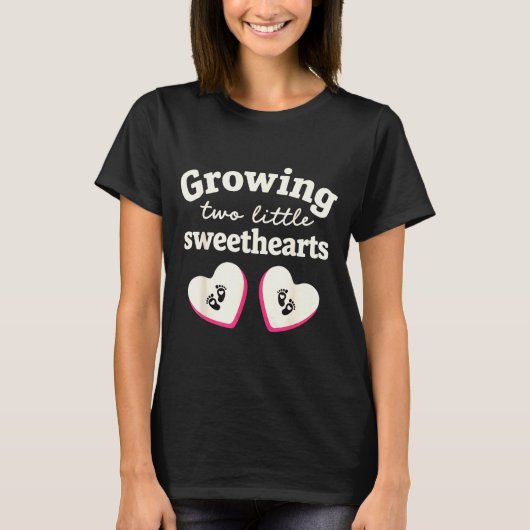 T-shirt Growing Two Little Sweethearts Valentines Pregnanc (Devant)