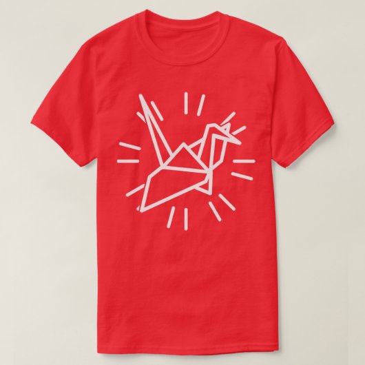 T-shirt Grue blanche et lignes (Design devant)