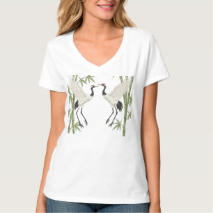 T-shirt Grue couronnée rouge japonaise broderie cadeau bam