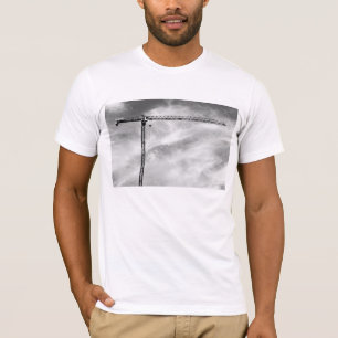T-shirt Grue de construction et photo noire et blanche de